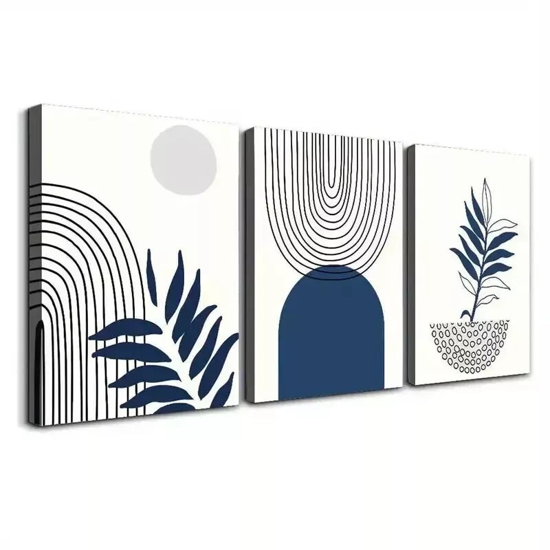 3pcs Abstract Blue Canvas Wall Art Set Canvas Framed 50x70cm - High Quality Print 100% Australian Made Wall Canvas Ready to Hang