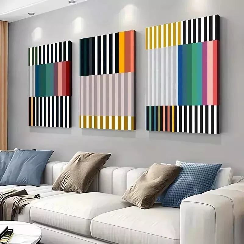 3pcs Abstract Geometric Canvas Wall Art Set Canvas Framed 50x70cm - High Quality Print 100% Australian Made Wall Canvas Ready to Hang
