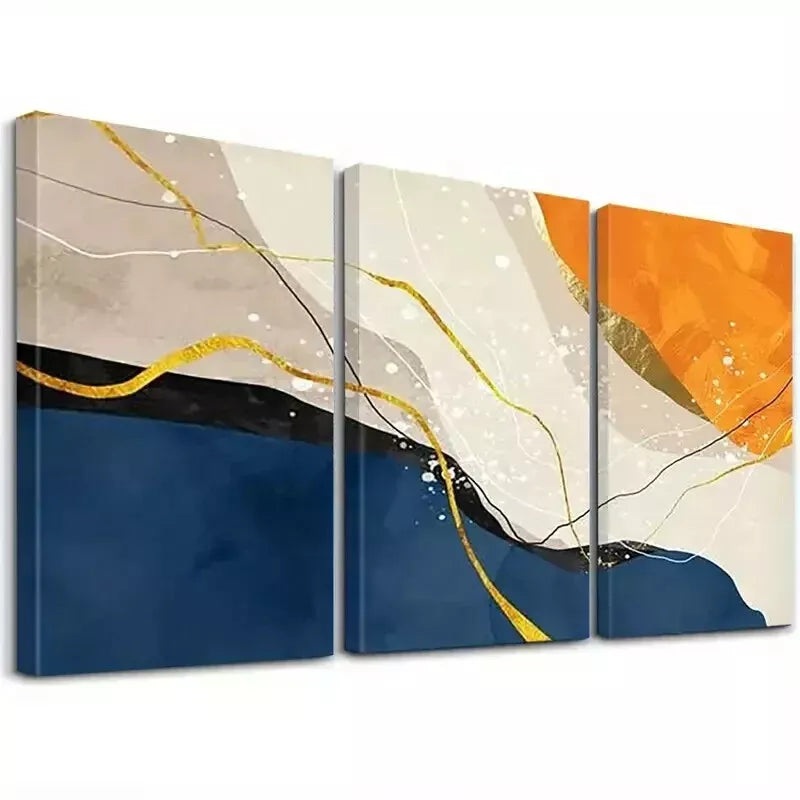 3pcs Abstract Geometric Wall Art Set Canvas Framed 50x70cm - High Quality Print 100% Australian Made Wall Canvas Ready to Hang
