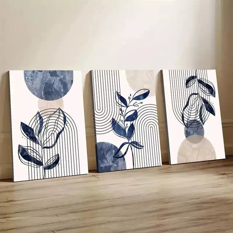 3pcs Abstract Leaf Pattern Wall Art Set Canvas Framed 50x70cm - High Quality Print 100% Australian Made Wall Canvas Ready to Hang