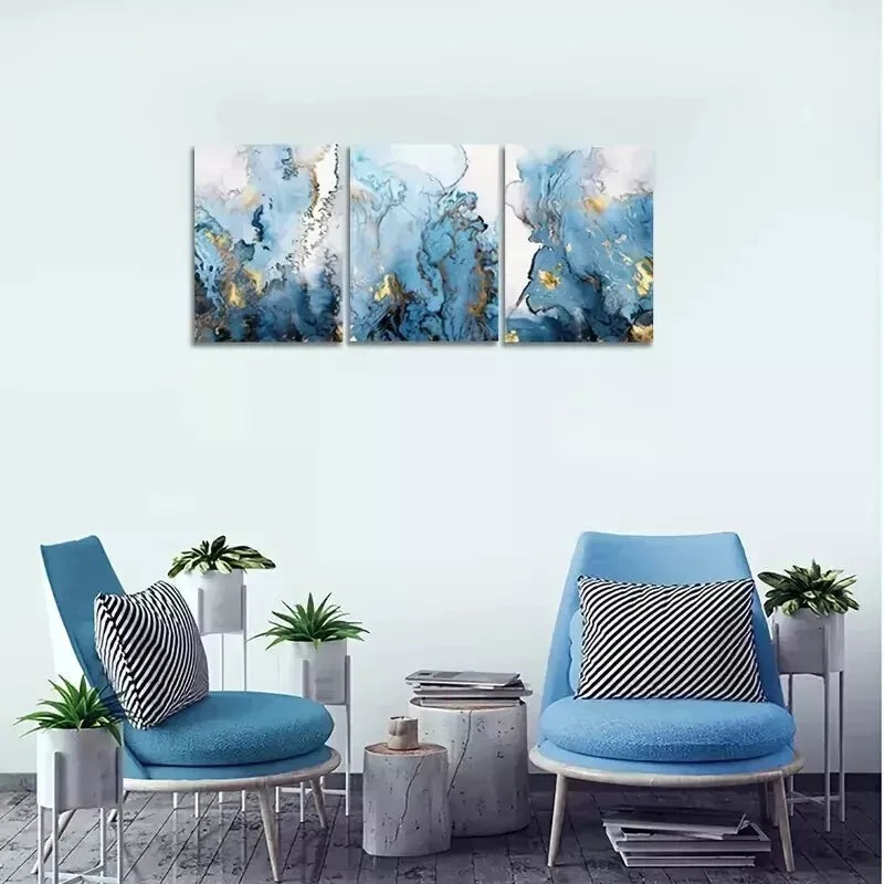 3pcs Abstract Marbling Wall Art Set Canvas Framed 50x70cm - High Quality Print 100% Australian Made Wall Canvas Ready to Hang