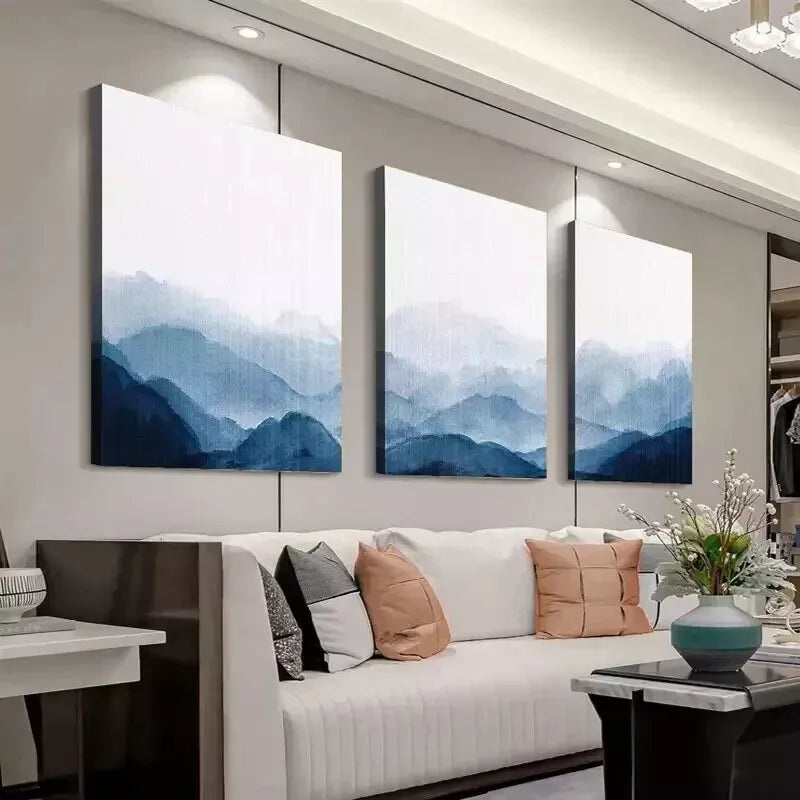 3pcs Abstract Mountain LandscapeWall Art Set Canvas Framed 50x70cm - High Quality Print 100% Australian Made Wall Canvas Ready to Hang