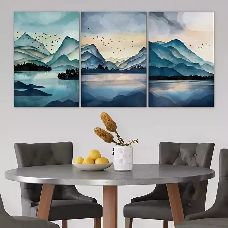 3pcs Abstract Mountain  Wall Art Set Canvas Framed 50x70cm - High Quality Print 100% Australian Made Wall Canvas Ready to Hang