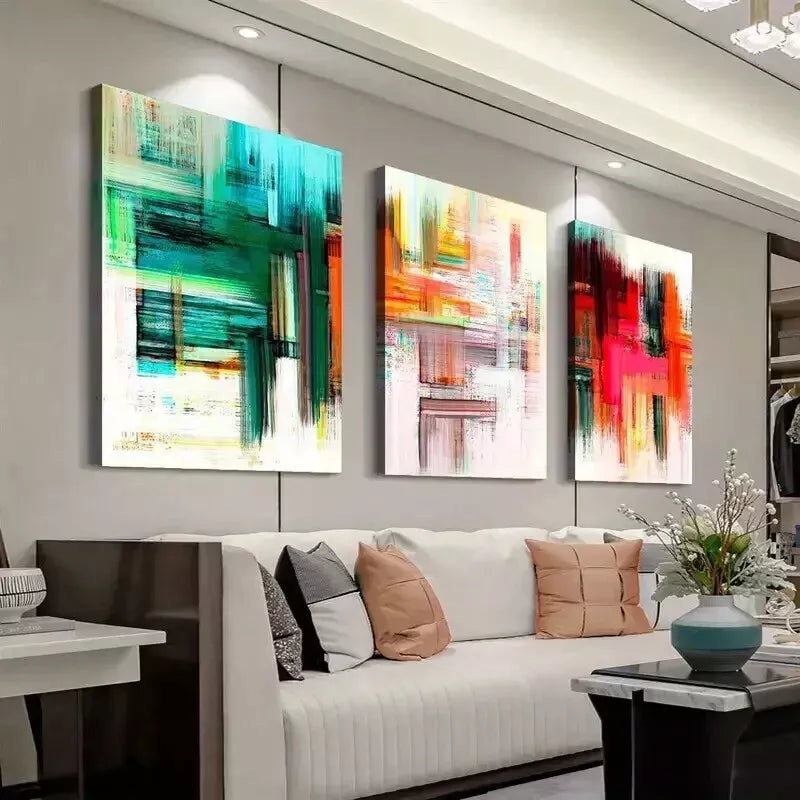 3pcs  Abstract Multicolor Wall Art Set Canvas Framed 50x70cm - High Quality Print 100% Australian Made Wall Canvas Ready to Hang