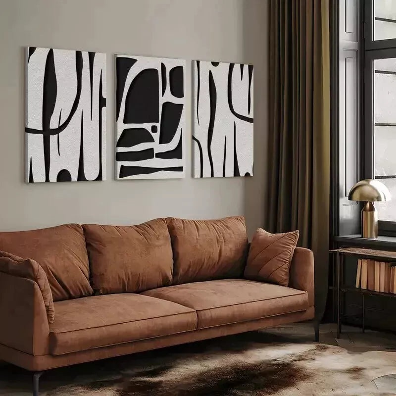 3pcs Black and White Wall Art Set Canvas Framed 50x70cm - High Quality Print 100% Australian Made Wall Canvas Ready to Hang