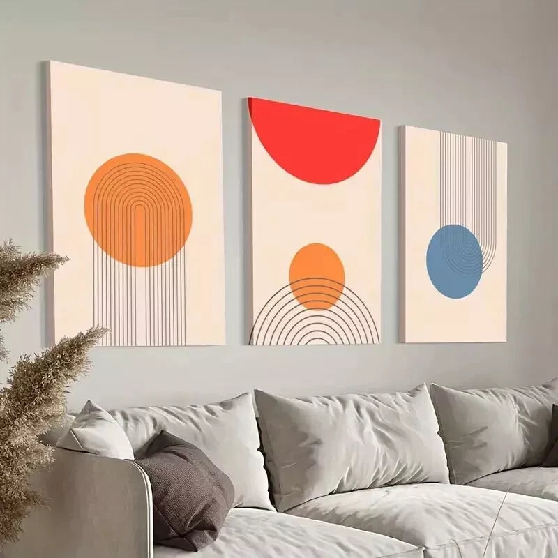 3pcs Boho Abstract Wall Art Set Canvas Framed 50x70cm - High Quality Print 100% Australian Made Wall Canvas Ready to Hang