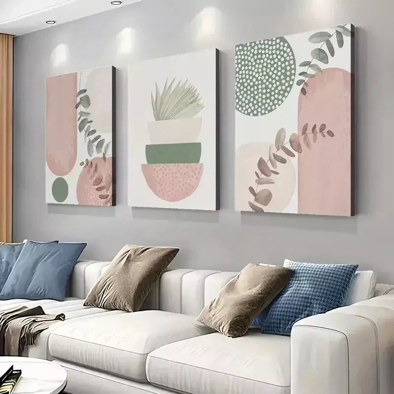 3pcs Boho Chic Canvas Wall Art Set - Modern Pink Wall Art Set Canvas Framed 50x70cm - High Quality Print 100% Australian Made Wall Canvas Ready to Hang