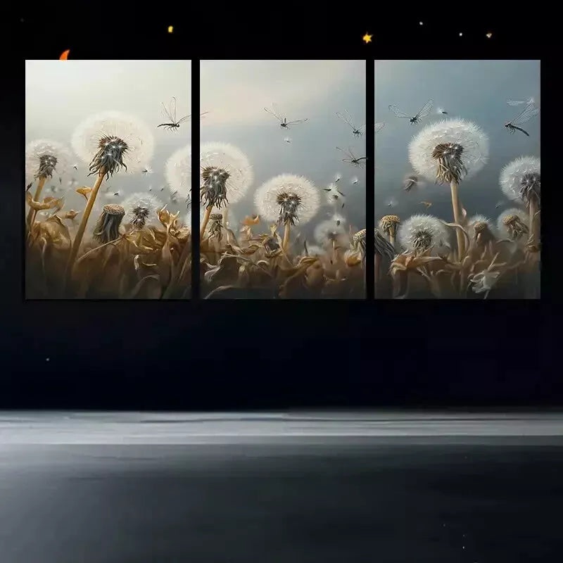 3pcs   Charming Dandelion  Wall Art Set Canvas Framed 50x70cm - High Quality Print 100% Australian Made Wall Canvas Ready to Hang