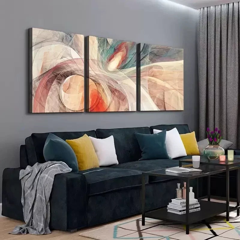 3pcs Color Abstract  Wall Art Set Canvas Framed 50x70cm - High Quality Print 100% Australian Made Wall Canvas Ready to Hang