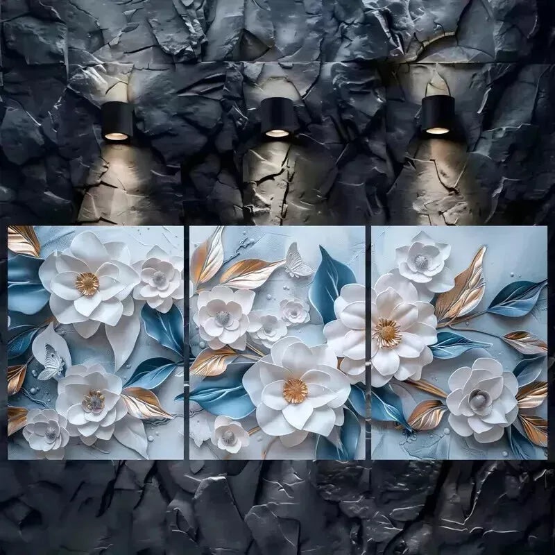 3pcs  Floral  Wall Art Set Canvas Framed 50x70cm - High Quality Print 100% Australian Made Wall Canvas Ready to Hang
