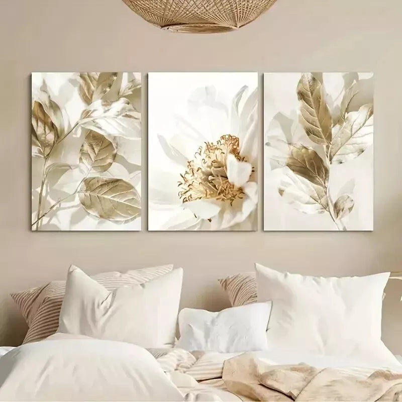 3pcs Flower Plants Canvas Painting Wall Art Set Canvas Framed 50x70cm - High Quality Print 100% Australian Made Wall Canvas Ready to Hang