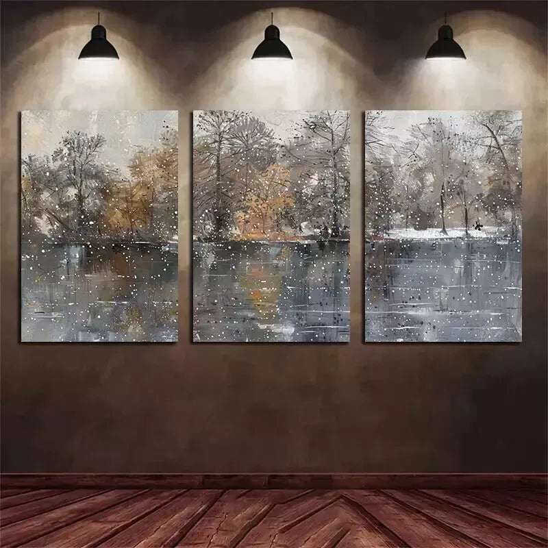 3pcs Forest & Winter View Wall Art Set Canvas Framed 50x70cm - High Quality Print 100% Australian Made Wall Canvas Ready to Hang