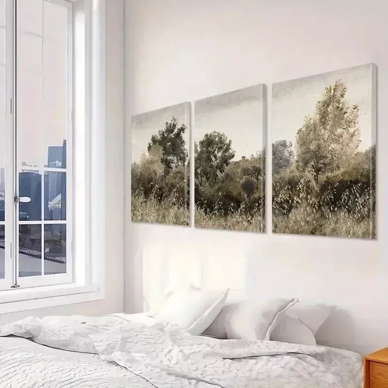 3pcs Landscape Wall Art Set - Modern Brown Tree Wall Art Set Canvas Framed 50x70cm - High Quality Print 100% Australian Made Wall Canvas Ready to Hang