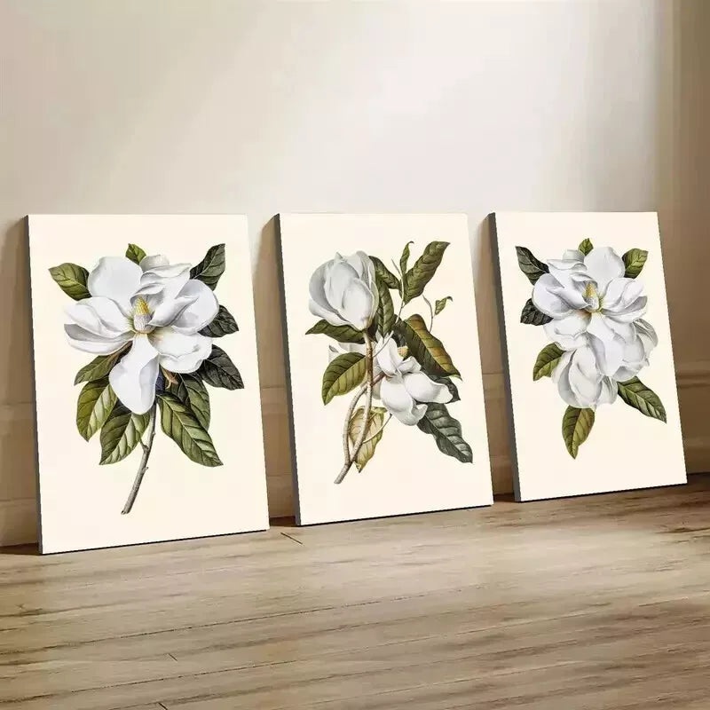 3pcs Maglia Flower Print Wall Art Set Canvas Framed 50x70cm - High Quality Print 100% Australian Made Wall Canvas Ready to Hang