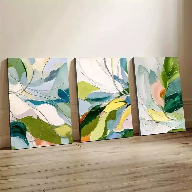 3pcs minimalist modern green plant flower Wall Art Set Canvas Framed 50x70cm - High Quality Print 100% Australian Made Wall Canvas Ready to Hang