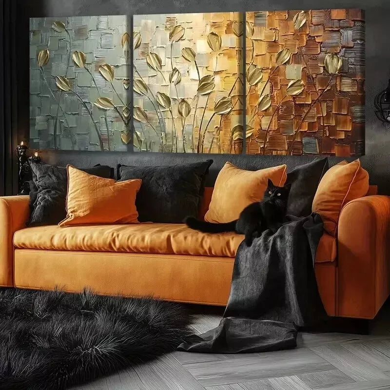 3pcs Modern Abstract Flower Wall Art Set Canvas Framed 50x70cm - High Quality Print 100% Australian Made Wall Canvas Ready to Hang