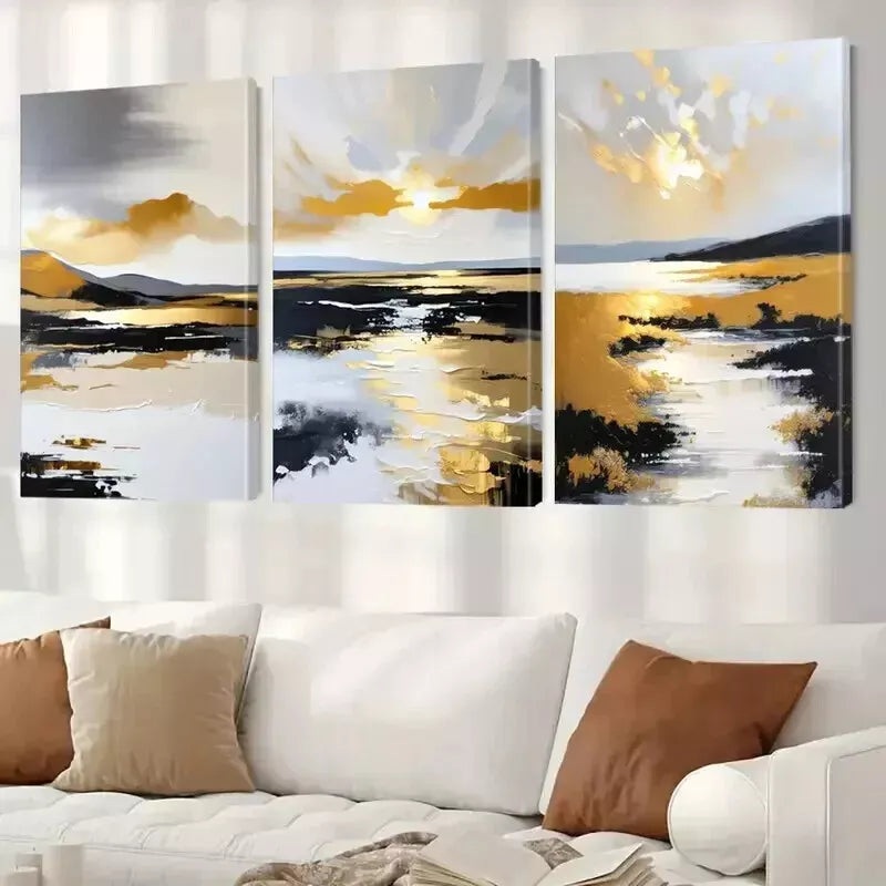 3pcs Modern Abstract Landscape Wall Art Set Canvas Framed 50x70cm - High Quality Print 100% Australian Made Wall Canvas Ready to Hang