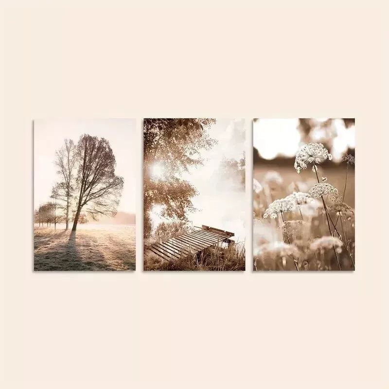 3pcs  Modern Boho Lake Canvas Wall Art Set Canvas Framed 50x70cm - High Quality Print 100% Australian Made Wall Canvas Ready to Hang