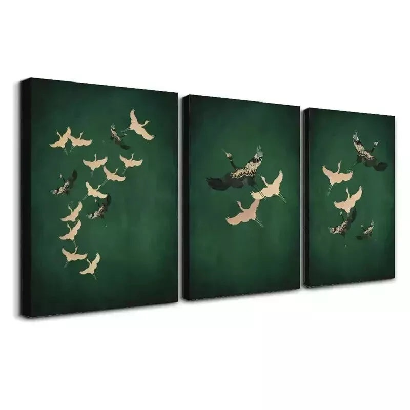 3pcs Modern Flying Birds Wall Art Set Canvas Framed 50x70cm - High Quality Print 100% Australian Made Wall Canvas Ready to Hang