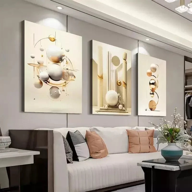3pcs Modern Geometric Sphere Canvas Wall Art Set Canvas Framed 50x70cm - High Quality Print 100% Australian Made Wall Canvas Ready to Hang