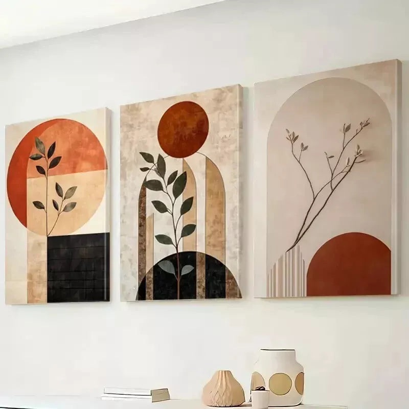 3pcs Modern Minimalist Botanical Print Wall Art Set Canvas Framed 50x70cm - High Quality Print 100% Australian Made Wall Canvas Ready to Hang