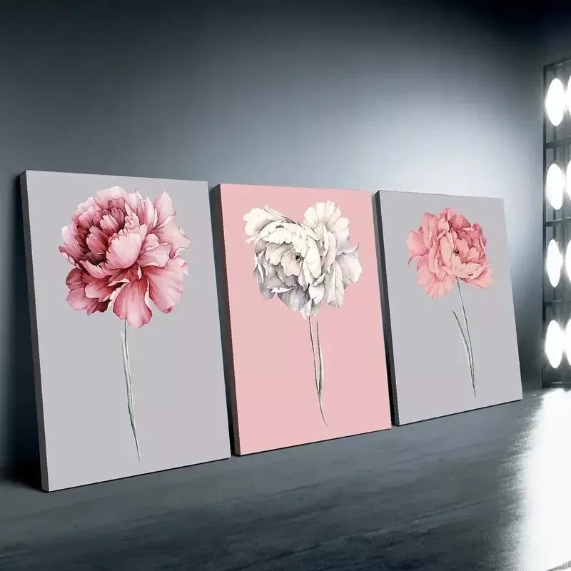 3pcs Modern Minimalist Floral Wall Art Set Canvas Framed 50x70cm - High Quality Print 100% Australian Made Wall Canvas Ready to Hang