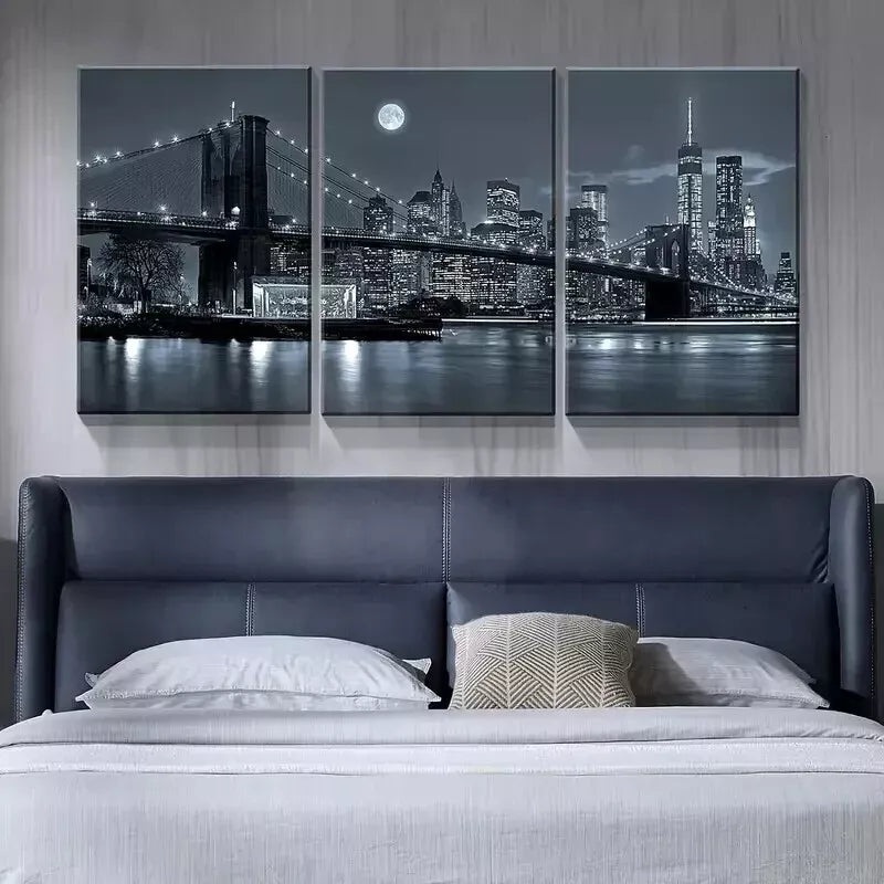 3pcs  Modern New York Cityscape Wall Art Set Canvas Framed 50x70cm - High Quality Print 100% Australian Made Wall Canvas Ready to Hang