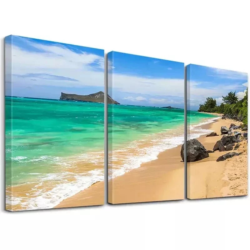 3pcs  Ocean Landscape Canvas Wall Art Set Canvas Framed 50x70cm - High Quality Print 100% Australian Made Wall Canvas Ready to Hang