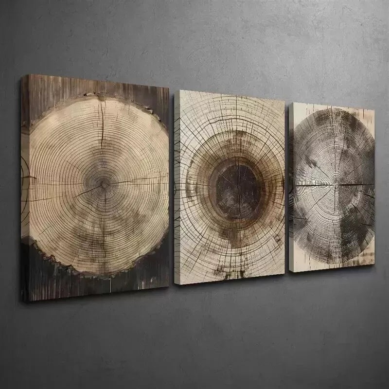 3pcs  Organic Wood Grain Texture Wall Art Set Canvas Framed 50x70cm - High Quality Print 100% Australian Made Wall Canvas Ready to Hang