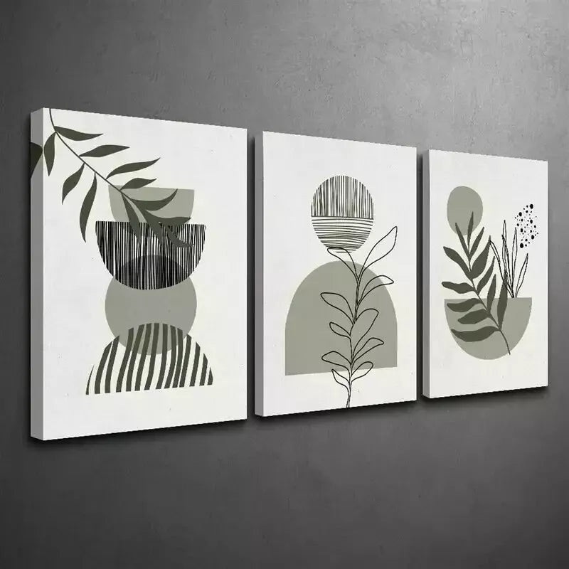 3pcs  Painting Bohemian style sage greenery Wall Art Set - Modern Brown Tree   Wall Art Set Canvas Framed 50x70cm - High Quality Print 100% Australian Made Wall Canvas Ready to Hang