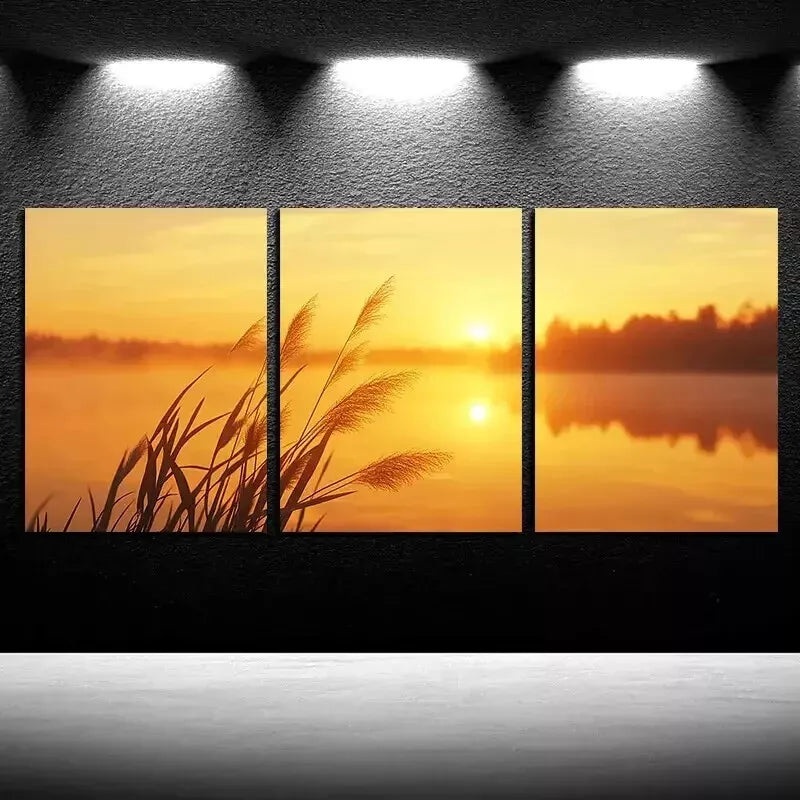 3pcs  Reeds by the Lake  Wall Art Set Canvas Framed 50x70cm - High Quality Print 100% Australian Made Wall Canvas Ready to Hang