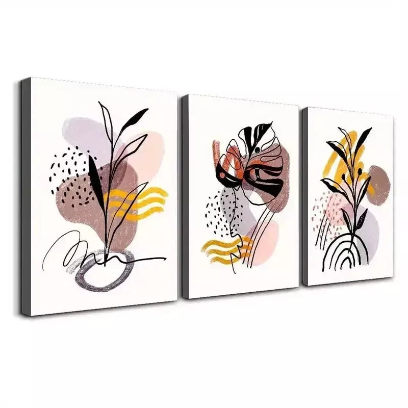 3pcs   Rose Golden Marble Watercolor Wall Art Set Canvas Framed 50x70cm - High Quality Print 100% Australian Made Wall Canvas Ready to Hang