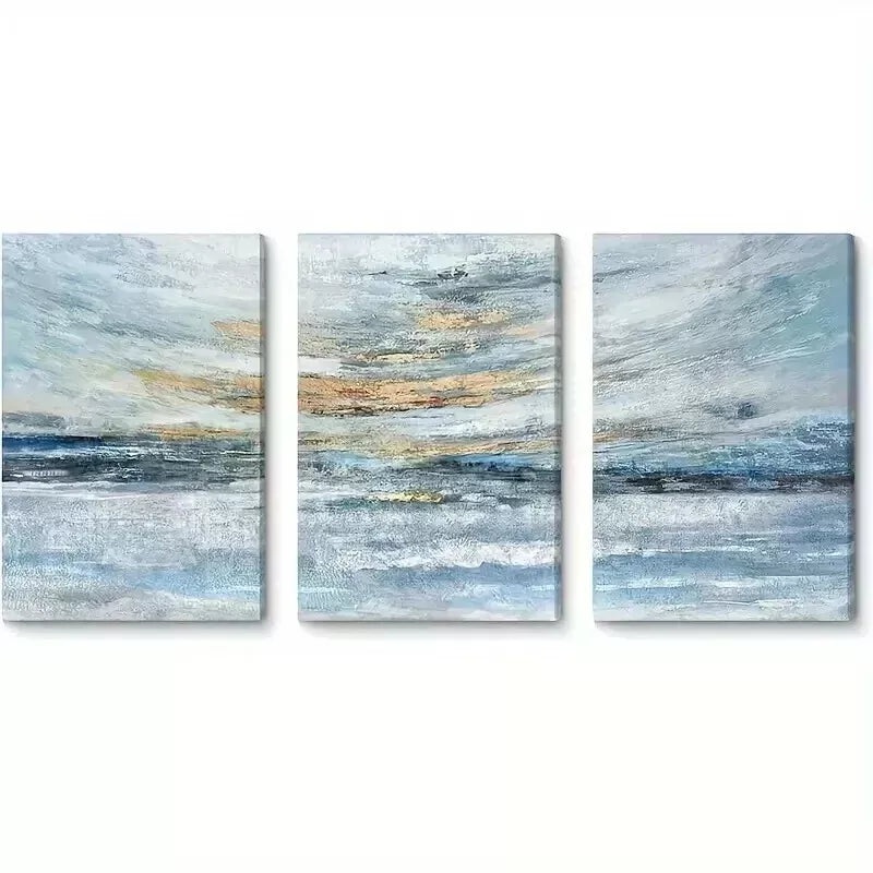 3pcs  Seascape Wall Art Set Canvas Framed 50x70cm - High Quality Print 100% Australian Made Wall Canvas Ready to Hang