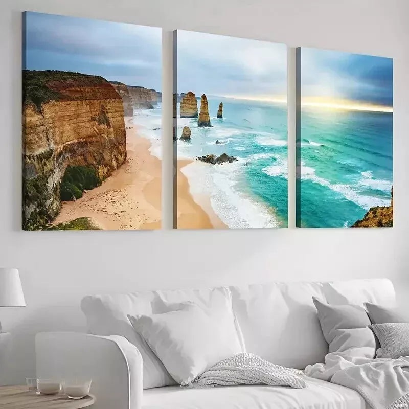 3pcs  Seaside Beach Canvas Wall Art Set Canvas Framed 50x70cm - High Quality Print 100% Australian Made Wall Canvas Ready to Hang