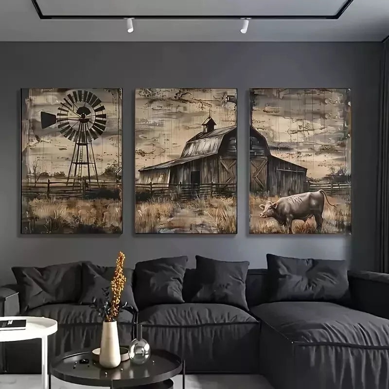 3pcs  ustic Farmhouse Canvas Wall Art Set Canvas Framed 50x70cm - High Quality Print 100% Australian Made Wall Canvas Ready to Hang