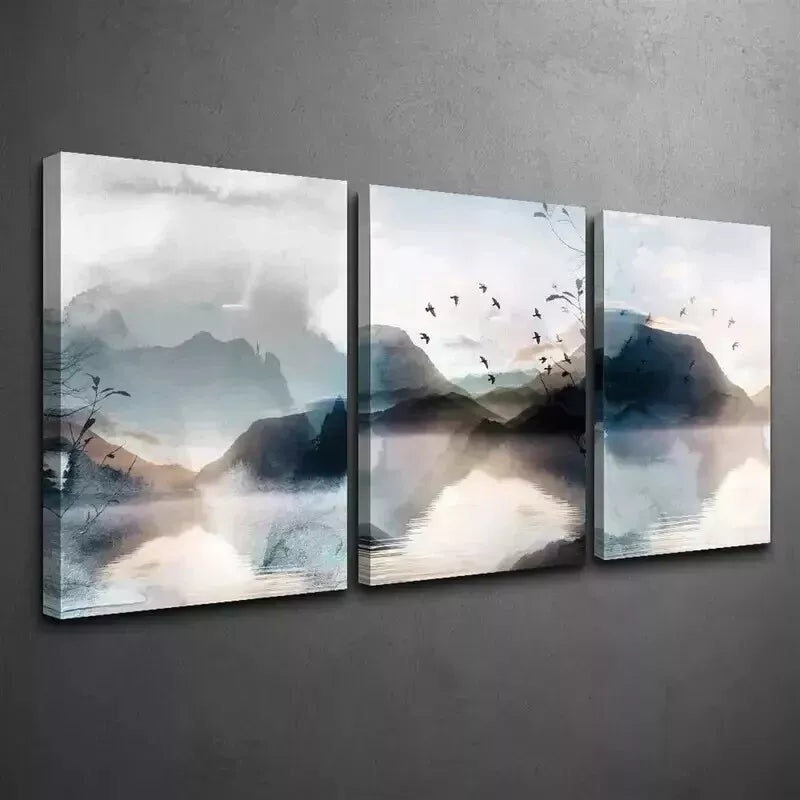 3pcs  Watercolor Landscape Wall Art Set Canvas Framed 50x70cm - High Quality Print 100% Australian Made Wall Canvas Ready to Hang