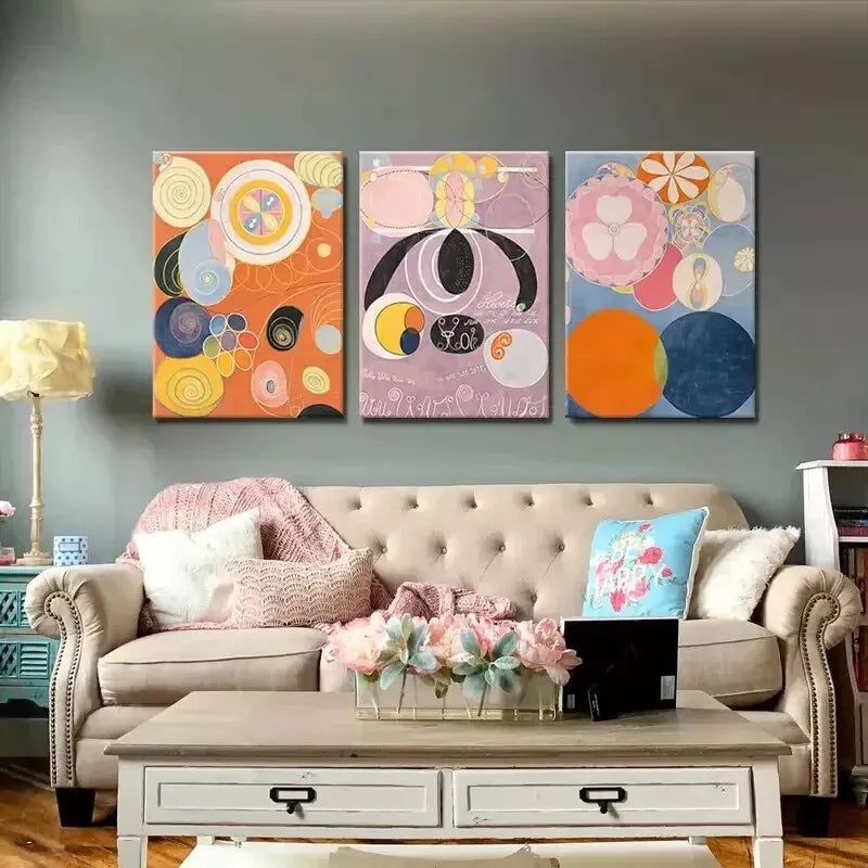 3pcs Abstract Geometry Wall Art Set Canvas Framed 50x70cm - High Quality Print 100% Australian Made Wall Canvas Ready to Hang