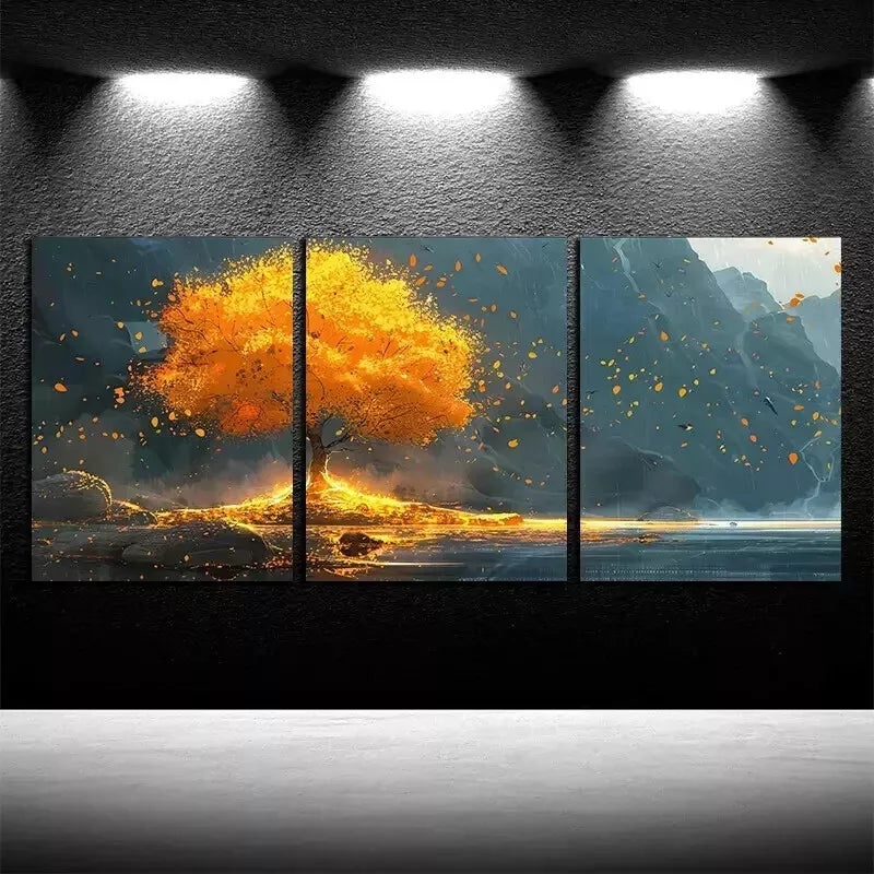 3pcs   Beautiful Autumn & Mountain Wall Art Set Canvas Framed 50x70cm - High Quality Print 100% Australian Made Wall Canvas Ready to Hang
