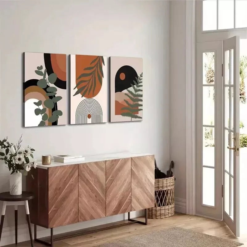 3pcs  Desert & Palm Leaves Wall Art Set Canvas Framed 50x70cm - High Quality Print 100% Australian Made Wall Canvas Ready to Hang