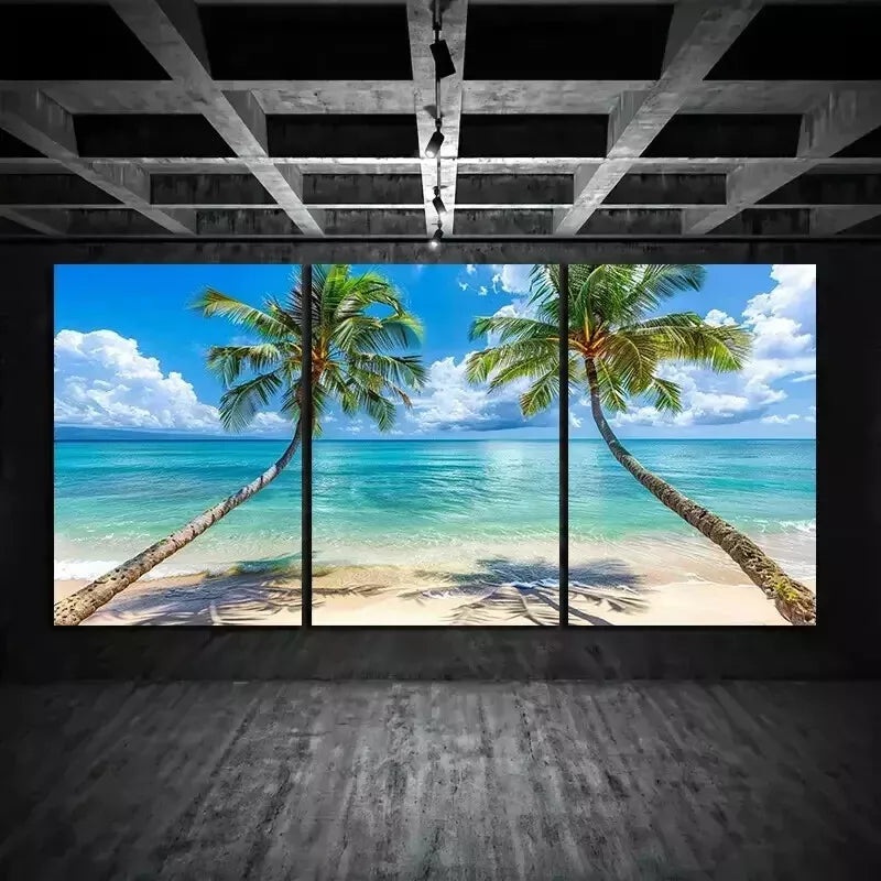 3pcs  Edge Into Clear Blue Water on An Exotic Beach a Wall Art Set Canvas Framed 50x70cm - High Quality Print 100% Australian Made Wall Canvas Ready to Hang