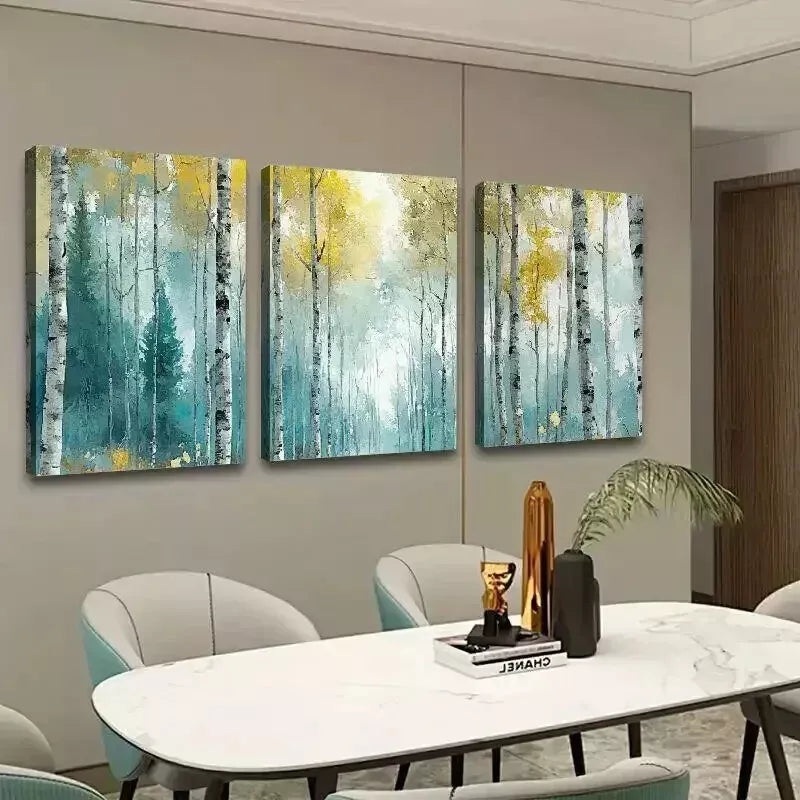 3pcs Forest Abstract  Wall Art Set Canvas Framed 50x70cm - High Quality Print 100% Australian Made Wall Canvas Ready to Hang