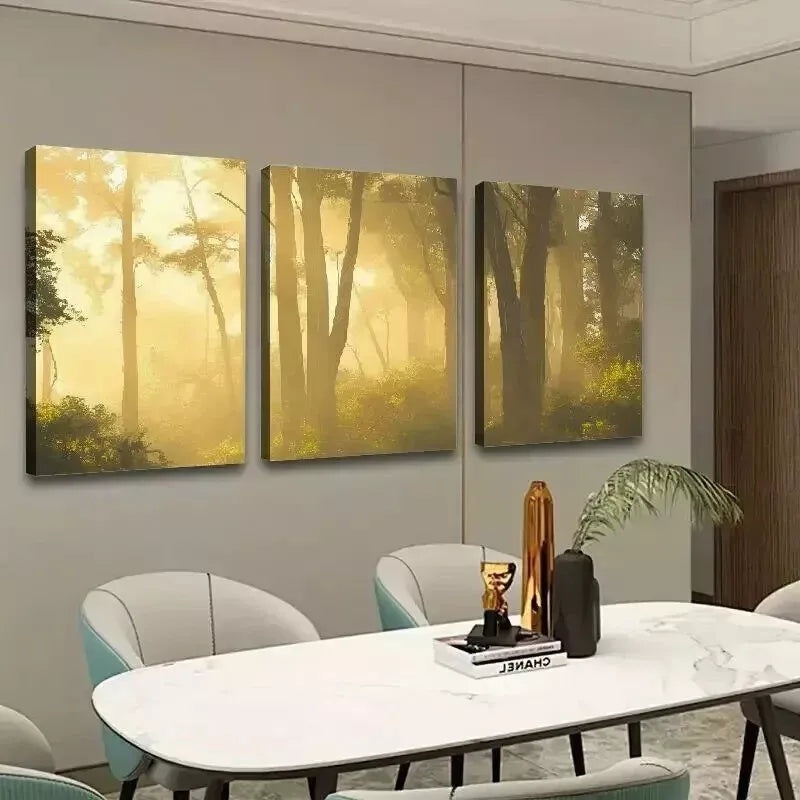 3pcs  Forest & Trees Misty Views  Wall Art Set Canvas Framed 50x70cm - High Quality Print 100% Australian Made Wall Canvas Ready to Hang