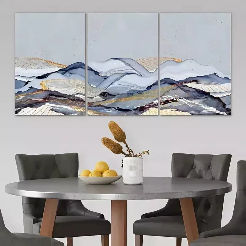 3pcs  Geometric Pastel Landscape Wall Art Set Canvas Framed 50x70cm - High Quality Print 100% Australian Made Wall Canvas Ready to Hang