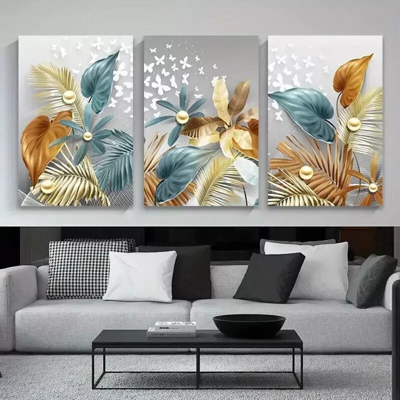3pcs Luxury Butterfly Wall Art Set Canvas Framed 50x70cm - High Quality Print 100% Australian Made Wall Canvas Ready to Hang