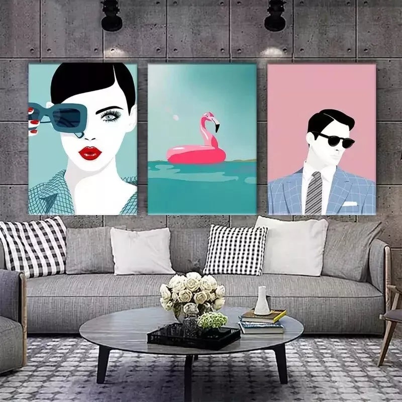 3pcs Modern Pop Wall Art Set Canvas Framed 50x70cm - High Quality Print 100% Australian Made Wall Canvas Ready to Hang