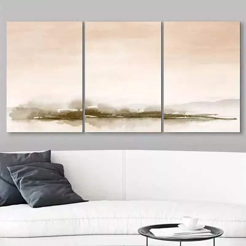 3pcs  Orange & Green Mountain Forest Wall Art Set Canvas Framed 50x70cm - High Quality Print 100% Australian Made Wall Canvas Ready to Hang