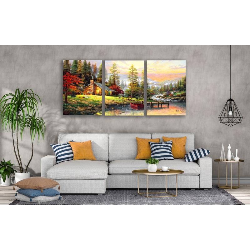 3 Set of Village House & Nature Scenery Oil Painting High Quality Print 100% Australian Made Wall Canvas Ready to Hang