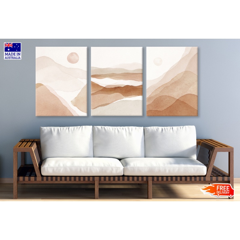 3 Set of Watercolour Mountain View Painting High Quality print 100% Australian made wall Canvas ready to hang