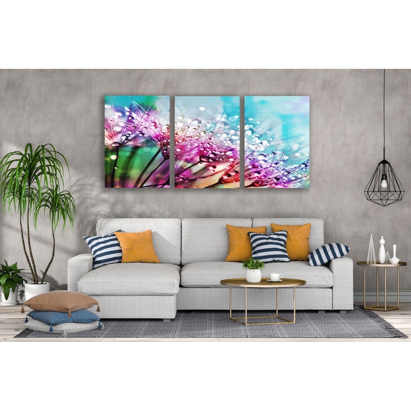 3 Set of Waterdrops on Flower Photograph High Quality Print 100% Australian Made Wall Canvas Ready to Hang