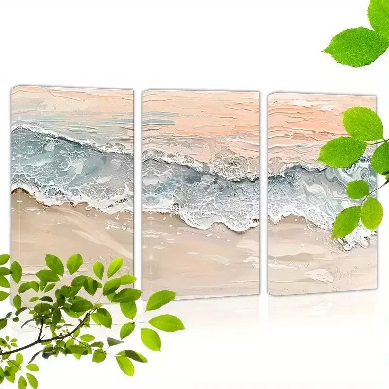 3pcs Beach Sea Slide Wall Art Set Canvas Framed 50x70cm - High Quality Print 100% Australian Made Wall Canvas Ready to Hang